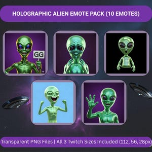 Holographic Alien Twitch Emotes: Sci-Fi Stream Assets (Digital Download
