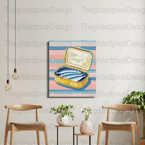 Vintage Sardine Tin Kitchen Print: Retro Coastal Art (Digital Download PNG File)