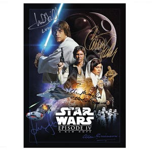 Carrie Fisher Mark Hamill Harrison Ford Star Wars New Hope +2 Autograph Photo RP