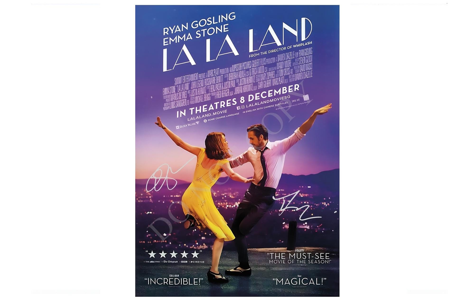 Poster La La Land Subtitles La La Land Poster Signed