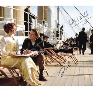 Kate Winslet Leonardo DiCaprio Titanic Autograph Photo RP A4