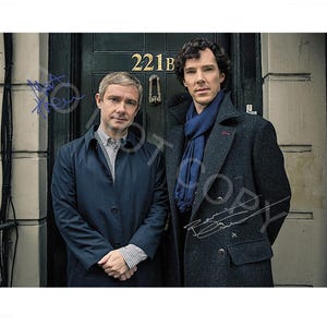 Martin Freeman Benedict Cumberbatch Sherlock Autograph Photo RP 12x8