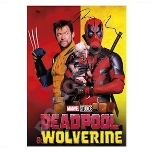 Deadpool & Wolverine Ryan Reynolds Hugh Jackman Autograph Photo RP 12x8