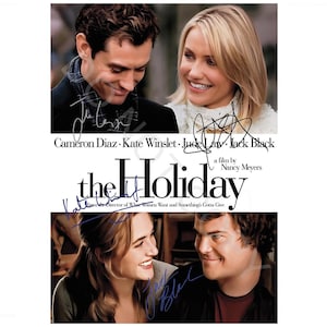 Kate Winslet Cameron Diaz Jude Law Jack Black The Holiday Autograph Photo RP A4