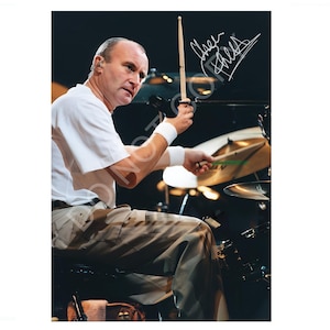 Phil Collins Genesis Autograph Photo RP 12x8