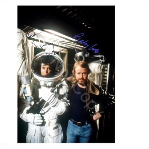 Sigourney Weaver Ridley Scott Alien 1979 Autograph Photo RP 12x8