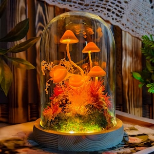 Arte de casa de cogumelo, luz noturna de cogumelo feita à mão, decoração exclusiva para casa, luminária fofa de cogumelo da floresta, luminária de presente feita à mão, presentes de Natal