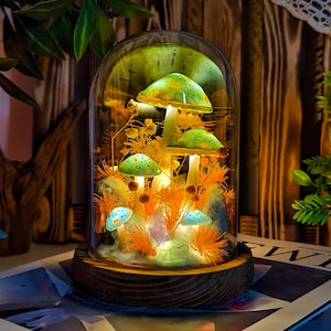 Luminária de cogumelo com floresta encantada, luz noturna para terrário de cogumelos, decoração de mesa, decoração de conto de fadas, decoração para casa, presente de Natal e aniversário