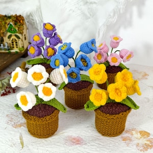 Crochet Lily of the Valley, Crochet Flower in Pot, Desk Decoration, Room Decoration, Handmade Flower, Gift for Her, Graduation Gift