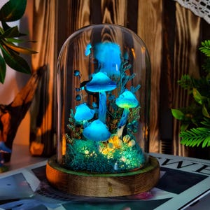 Enchanted Forest Mushroom Lamp, Magic Night Light, Charming Table Lamp, Glowing Crystal & Mushroom, Home Decor, Cute Unique Birthday Gift