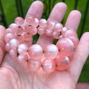 Pink Moonglow Memory Wire Bracelet, for Small Wrist, ca. 1960s
