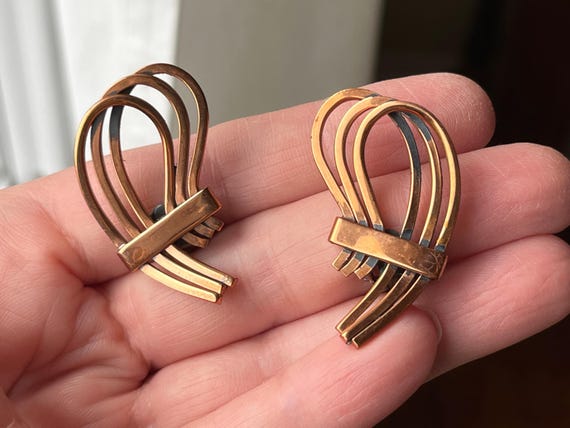 Renoir Rhythm Copper Earrings, ca. 1950s
