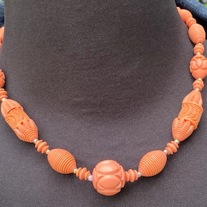 Coral Galalith Necklace, ca. 1930s