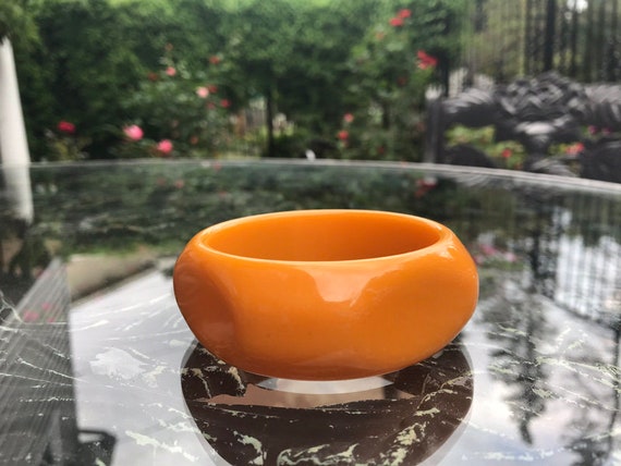 Butterscotch Bakelite Bangle, Rounded Square, Bak… - image 8