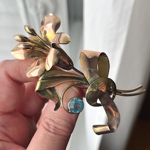 Carl-Art Flower Brooch, 12K Gold Filled on Silver, ca. 1940s