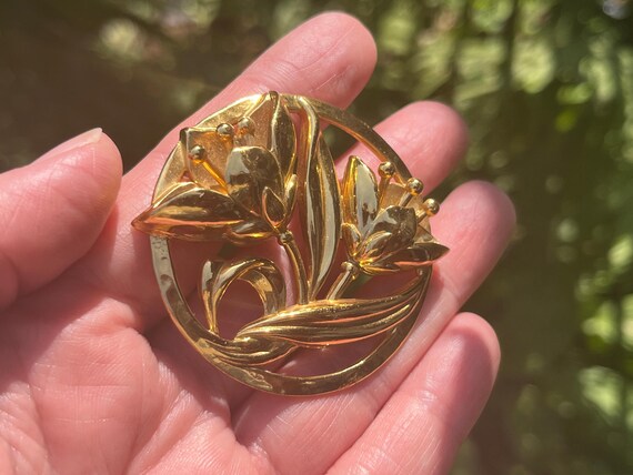 STERLING CRAFT BY Coro Vermeil Flower Brooch, ca. 1940s