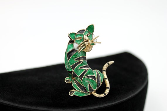 Chinese Tiger Brooch, 800 Silver, ca. 1930s