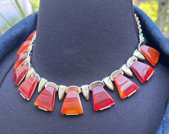 Charel Bakelite Necklace, Marbled Tea or Tortoise Shell, ca. 1950s