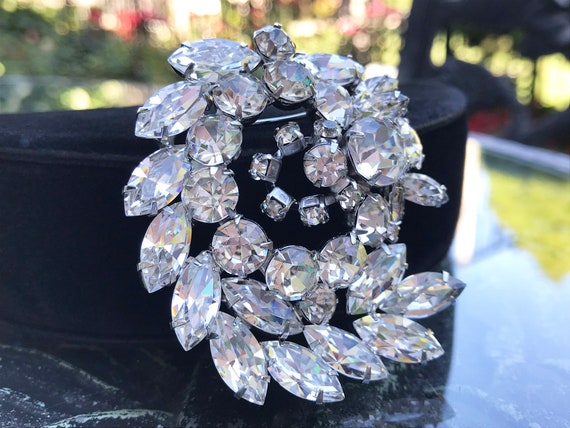 Glitzy Clear Rhinestone Brooch, ca. 1950s