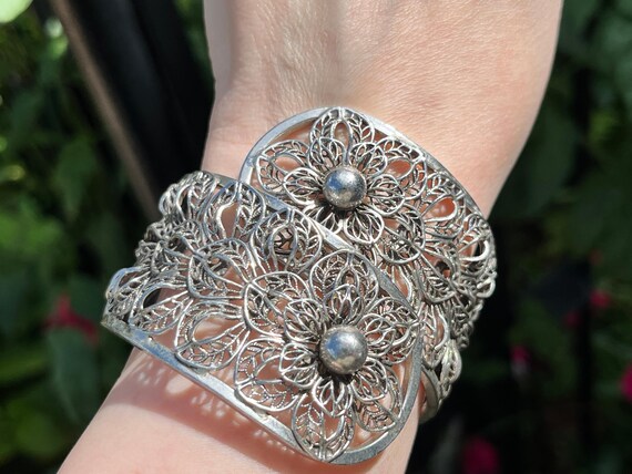 Vargas Filigree Style Bypass Clamper Bracelet, ca… - image 7
