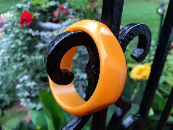 Butterscotch Bakelite Bangle, Rounded Square, Bak… - image 1