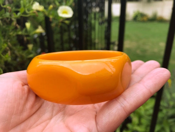 Butterscotch Bakelite Bangle, Rounded Square, Bak… - image 2