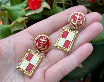 赤と白のアンカーイヤリング（航海用）、1980年代頃 - Etsy 日本