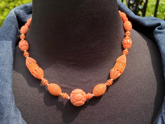 Coral Galalith Necklace, ca. 1930s - image 9