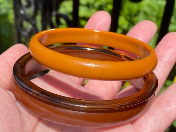 Mixed Vintage Plastic Bangle Stack in Shades of B… - image 8