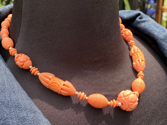 Coral Galalith Necklace, ca. 1930s - image 7