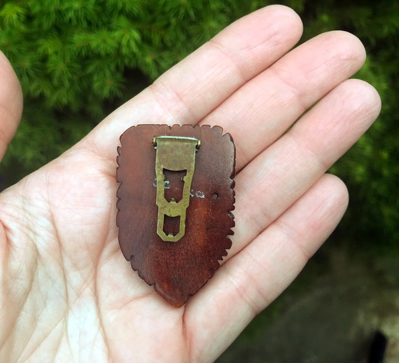 Deeply Carved Wood Dress Clip, Egyptian Revival, … - image 6