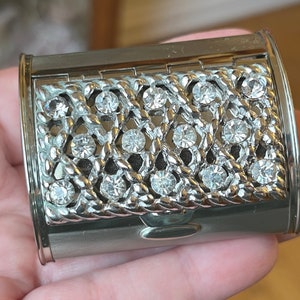 Kotler and Kopit Rhinestone Compact with Powder Puff, ca. 1950s