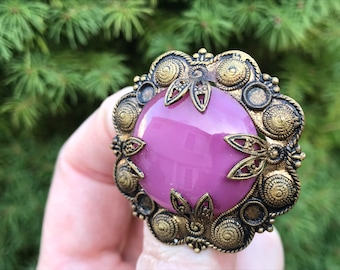 Pink Czech Glass Brooch, ca. 1920s