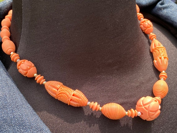 Coral Galalith Necklace, ca. 1930s - image 6