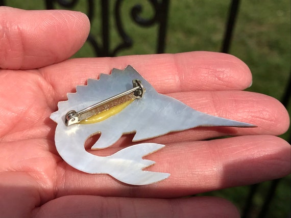 Mother of Pearl Sailfish Brooch, ca. 1960s - image 6