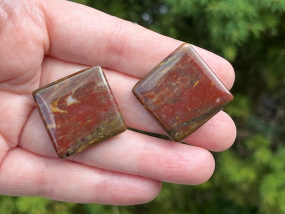 Stone Look Vintage Earrings in Fall Colors, Clip-… - image 1