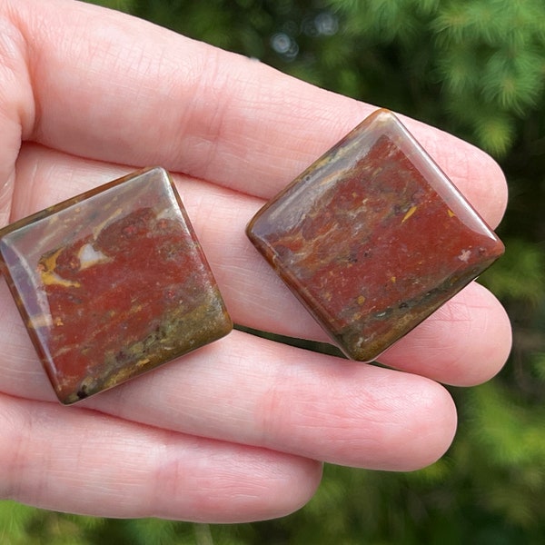 Stone Look Vintage Earrings in Fall Colors, Clip-On, ca. 1980s