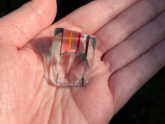 Laminated Multicolored Lucite Ring, Size 7 1/4, c… - image 8