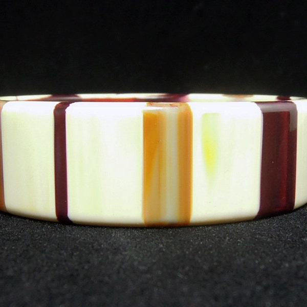 Unusual Striped Lucite Bangle - ca. 1960s Best Plastics