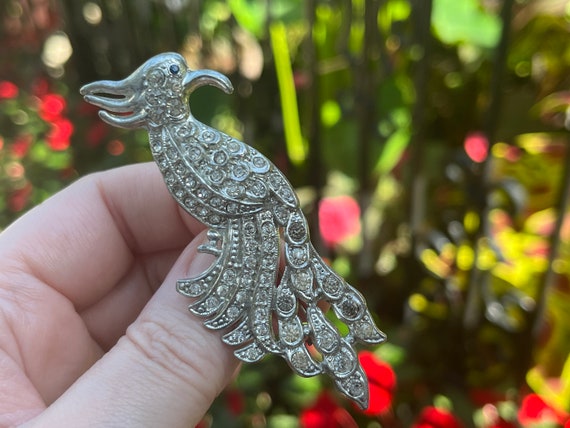 Broche Art Déco En Métal Argenté Avec Strass Cristal - Style Rétro Géométrique - Occasion En Parfait état