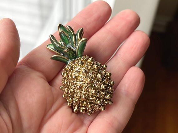 Rhinestone Pineapple Brooch, ca. 1980s