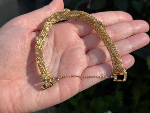 Goldette Mesh Bracelet with Rhinestones, ca. 1960s - image 7