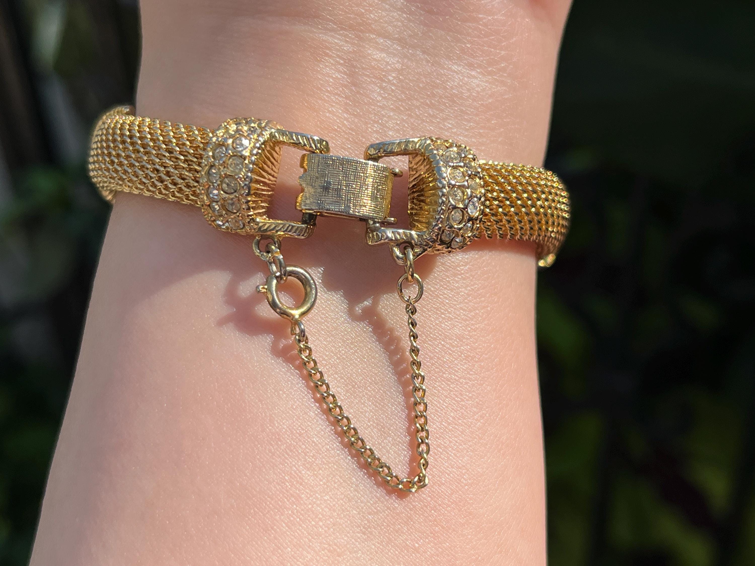 Goldette Mesh Bracelet With Rhinestones, Ca. 1960s - Etsy