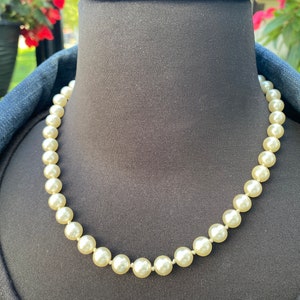 Faux Pearl Choker Necklace, Barrel Clasp, ca. 1980s - 2 Available