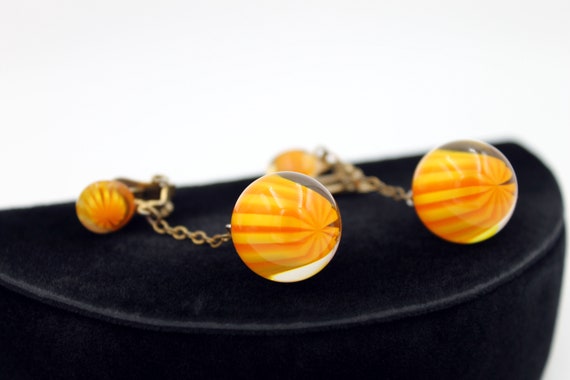 Orange and Yellow Striped Lucite Earrings, ca. 19… - image 4