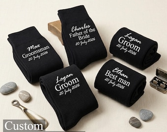 Gepersonaliseerde bruiloftssokken - cadeau bruidegom, stalknecht en huwelijksfeest, aangepaste getuige-sokken