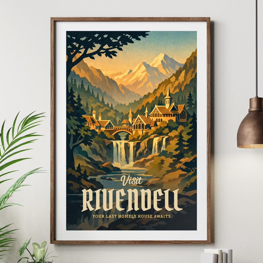 Visit Rivendell Poster | Lord of the Rings Travel Art, Father's Day ...