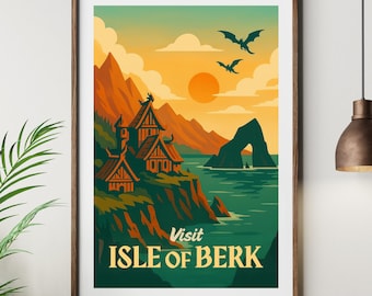 Visit Berk Dragon Poster - Viking Fantasy Wandkunst
