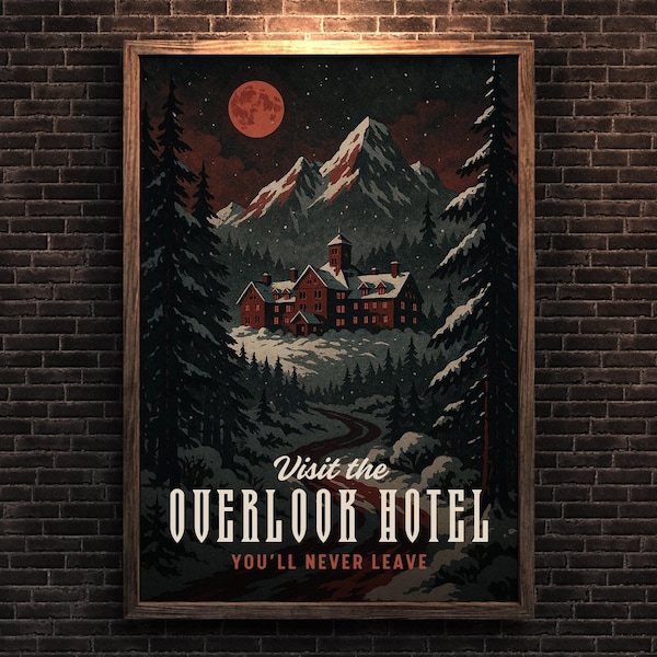 Overlook Hotel Poster | The Shining Halloween Horror Vintage Travel Gift, Dorm Room Poster
