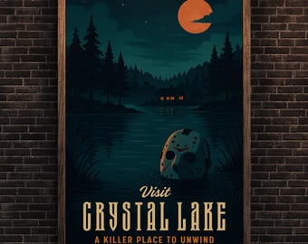 Crystal Lake Jason Voorhees Horror Poster: Friday the 13th Vintage Camp Art Print